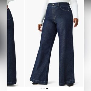 SPANX Wide Leg Pull-On Jeans. Indigo wash